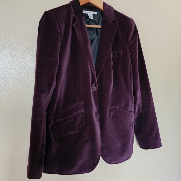 Kenneth Cole Plum Deep Purple Velvet Jacket Blazer L Luxe Holiday Glam Tailored - Picture 1 of 10